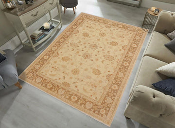 handmade Traditional Kafkaz Chobi Ziegler Beige Lt. Brown Hand Knotted RECTANGLE 100% WOOL area rug 9 x 12